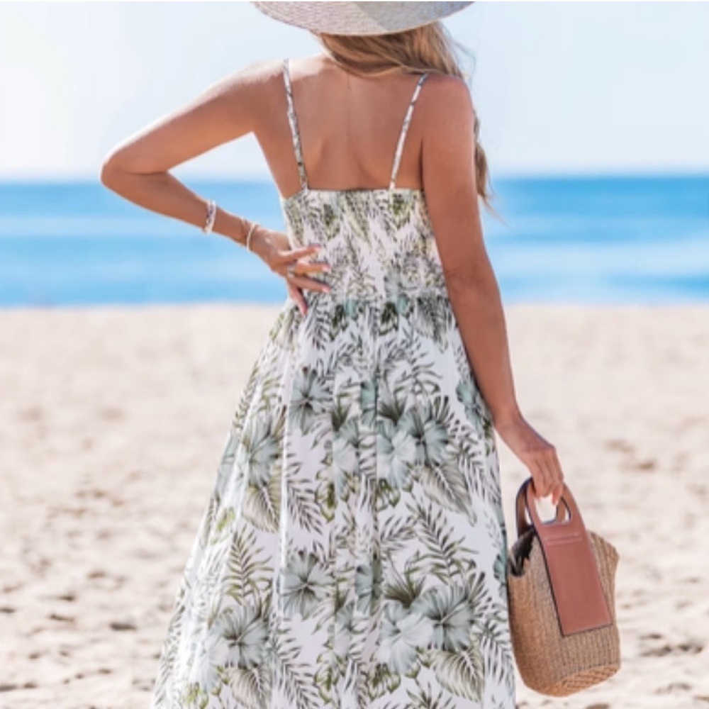 Floral Maxi Dress with Adjustable Straps Size L - Picture 2 of 5